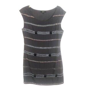 Black namebrand Lined Mini Dress Grey with Beautiful  Beading in Front Ladies Lg